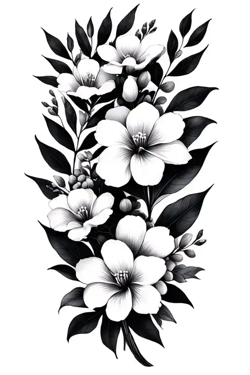 australian native flowers and leaves  tattoo design idea