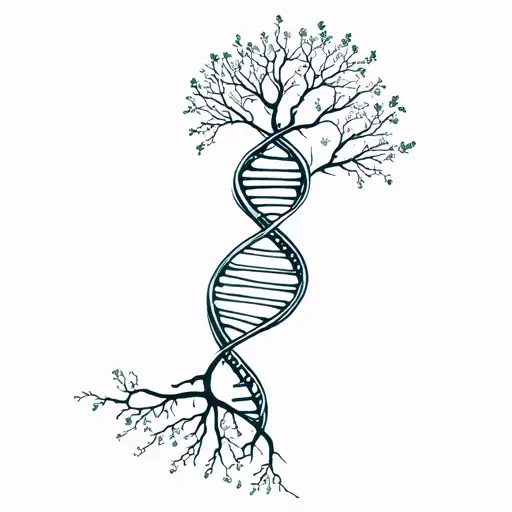 tree dna strand intertwined simbolizing life tattoo design idea