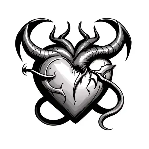 heart with horns and tail devil, and venus symbol incorporated  tattoo design idea