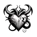 heart with horns and tail devil, and venus symbol incorporated  tattoo design idea