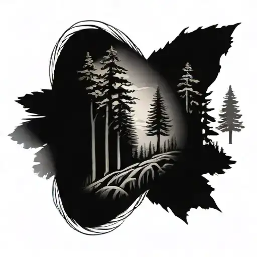 PNW Forest band around bicep tattoo design idea