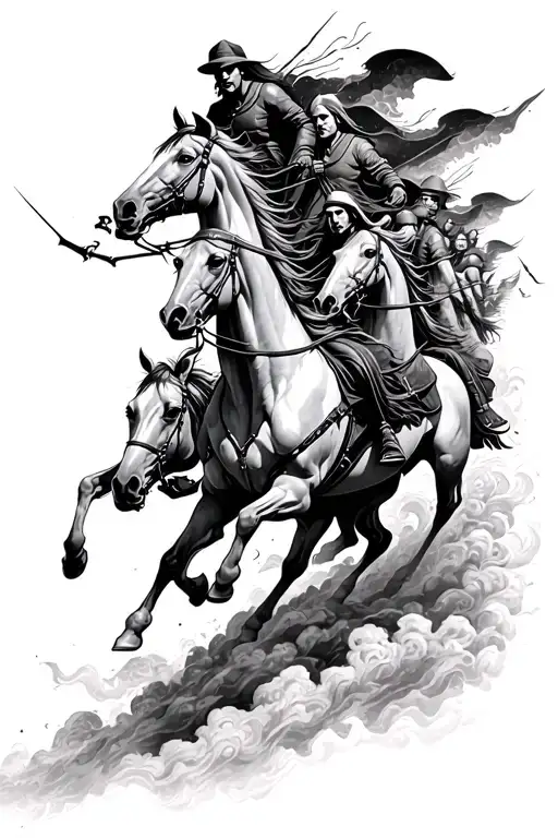 the four horsemen of the apocalypse riding across tattoo design idea