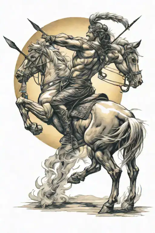 centaur archer shooting a glowing arrow tattoo design idea