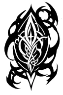 celtic style, teardrop shield, necronomicon, symbol of goddess Hecate tattoo design idea