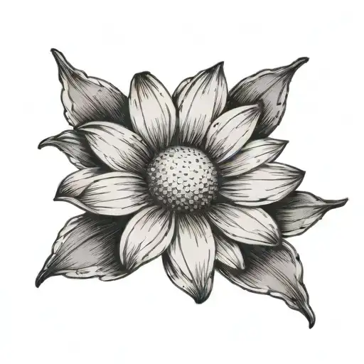 small Daisy and waxing gibbous moon tattoo design idea