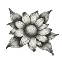small Daisy and waxing gibbous moon tattoo design idea