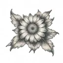 small Daisy and waxing gibbous moon tattoo design idea