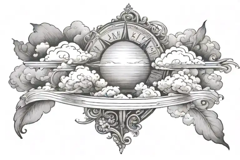 clouds around the sun and bible verse Philippians 4:13 tattoo design idea