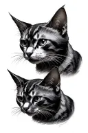 three headed cat  tattoo design idea