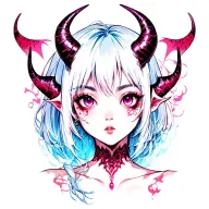 Girl demon face tattoo design idea