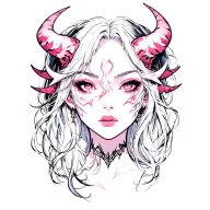 Girl demon face tattoo design idea
