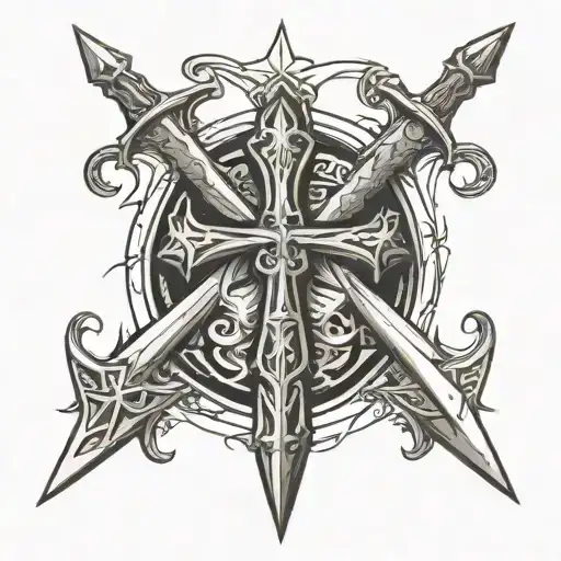 Templar cross with sword tattoo design idea
