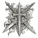 Templar cross with sword tattoo design idea