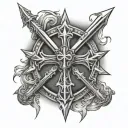 Templar cross with sword tattoo design idea