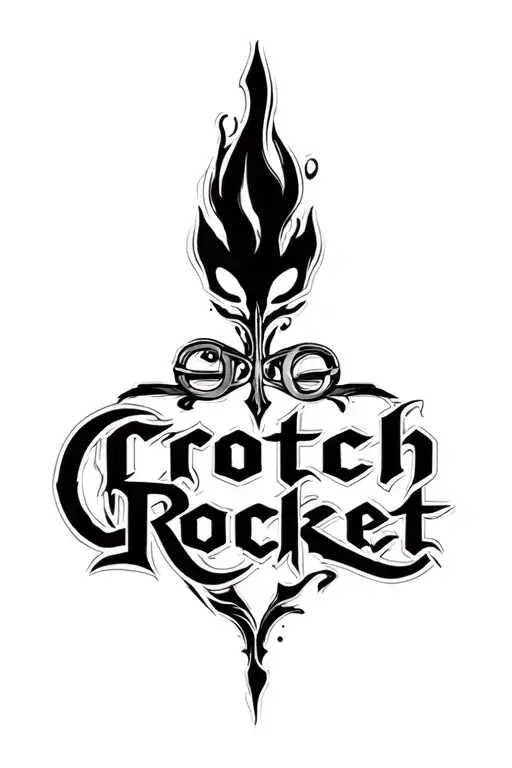 "Crotch Rocket" old English script font tattoo design idea