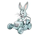 Bugs bunny PUSH vintage lawn mower tattoo design idea