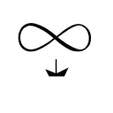 tiny outline paper boat and infinity symbol merging tattoo design idea