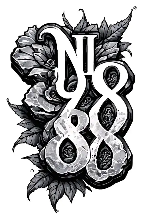 "9 8 8" "NINE 8 8" stone surrounded tattoo design idea