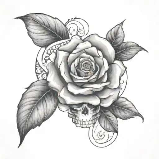 Rose Mandala skull tattoo design idea