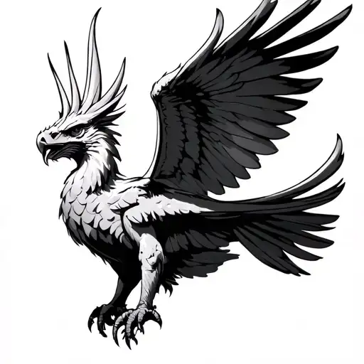 Griffin flying in sky, humble and powerful tattoo design idea