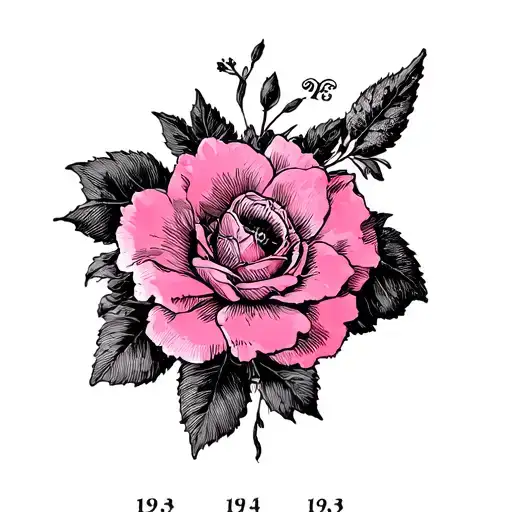 pink and date 1943 tattoo design idea