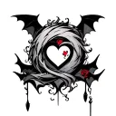 Gaara love symbol tattoo with shading and bats around tattoo design idea