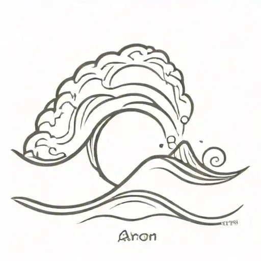 a river wave with the name Aaron hidden in the wave  tattoo design idea