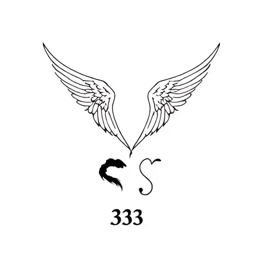 One wing angel another wing of the demon kiss and number 333 tattoo design idea