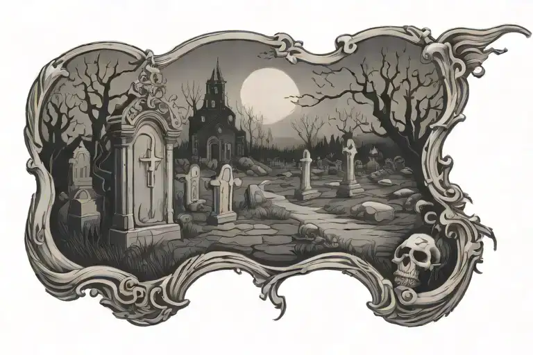 graveyard tattoo design idea