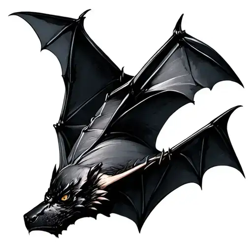 one bat flying tattoo design idea