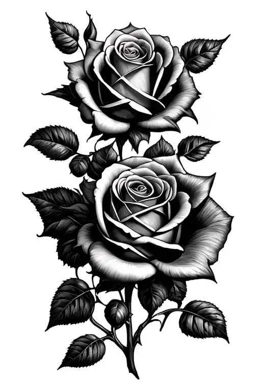 3 rose beds with Roman numerals in the middle vertically  tattoo design idea