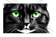 cat beautiful black with green eyes tattoo design idea