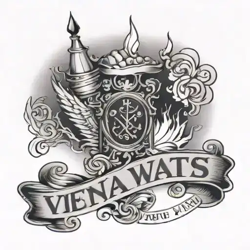 Tattoo that says "Vienna waits for you" then an unlit match drawn underneath tattoo design idea
