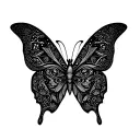 Panther jungle butterfly wings avicii logo tattoo design idea