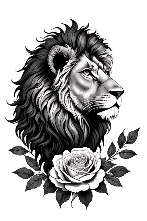 lion rose mandala design incorporating tattoo design idea