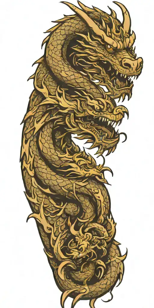 Chinese wood dragon tattoo single head legs and claws displayed tattoo design idea