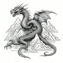 dragon mountains tattoo design idea