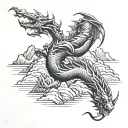 dragon mountains tattoo design idea