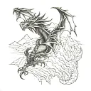 dragon mountains tattoo design idea