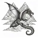 dragon mountains tattoo design idea