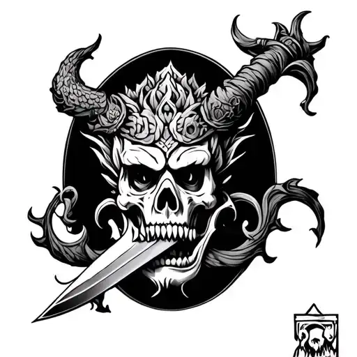 rahu on dagger phrase "death tattoo design idea