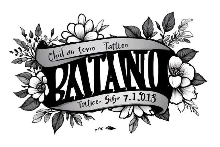 children's initials and birthdate tattoo design idea