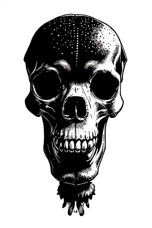 The skull of the dog is in the nurseries of the silhouette of the dog on the side tattoo design idea