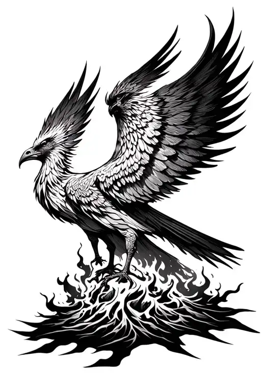  Phoenix rising from ashes symbolizing sobriety  tattoo design idea