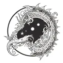 A tattoo of a moon and sun with the names Mika, Luna, and Hannah incorporated into the design, representing the different phases of your life tattoo design idea