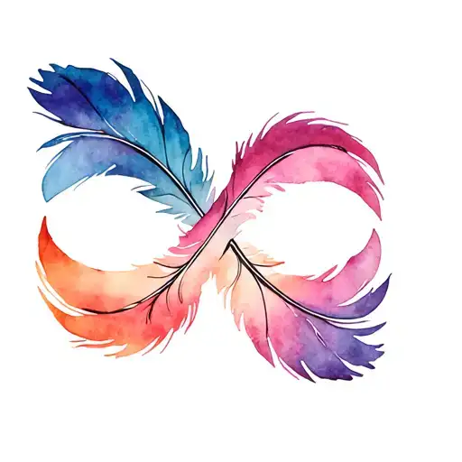 feather and infinity first names Manon Talie tattoo design idea