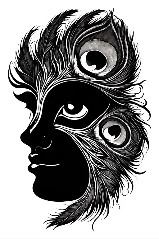 shiv trishul with peacock feathers tattoo design idea