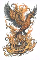 phoenix rising from flames tattoo design idea