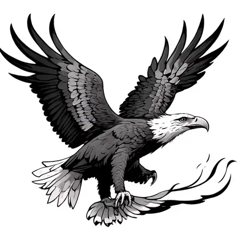 Traditional style Eagle flying wings outstretched facing left side tattoo design idea