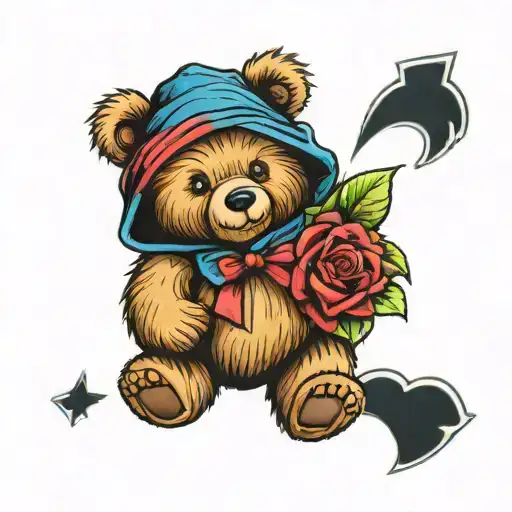 Teddy Bear with hoddy  tattoo design idea